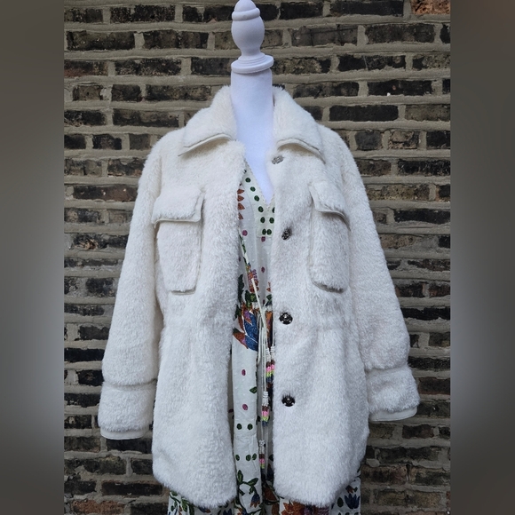 Maeve Anthropologie Cream Teddy Jacket - Picture 7 of 7